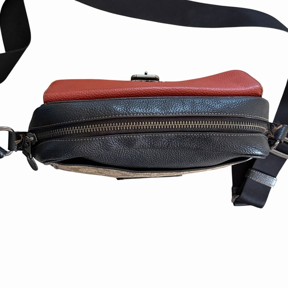 Coach C8143 Hudson Crossbody Bag Signature Canvas In Gun Metal/Khali - Picture 5 of 8